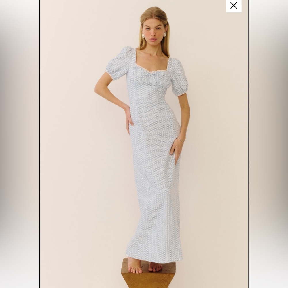 Reformation Cherise Linen Midi Dress size 8 NWT